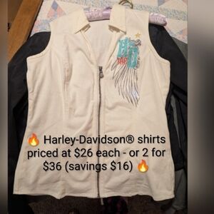 Authentic Harley Davidson® Women's Small, Cream Color Zip Top Rhinestones
